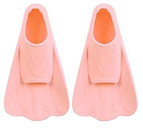 Trainingsflossen 1 Paar Schwimmflossen, bequem, rutschfest, professionelles Training, Kurze Schwimmtrainingsflossen aus Silikon, Wassersport Zum Schwimmen oder Schnorcheln(Pink,L)