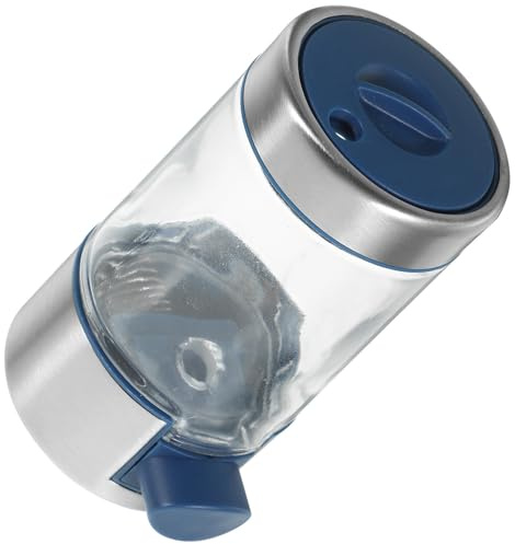 NUOBESTY Dispenser Sale in Vetro Coperchio, Saliera Cucina in Acciaio Inox 304 a Pressione, Agitatore Condimenti Multifunzione per Barbecue e Campeggio, Contenitore Spezie Pratico