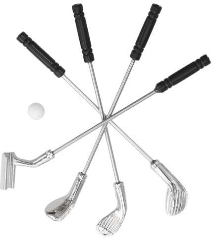 TOYANDONA Miniatur-golfset im Maßstab 1:12 – 4-teiliges Set aus Golfschlägern Und Ball aus Legierung Und Kunststoff, Puppenhaus-sportzimmerzubehör für Miniatur-sportszenen, Dioramen Und