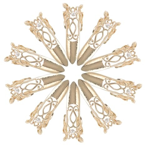 Anneome Anillos para Uñas de Garra Antigua Ajustables Dorados 10 Piezas, Protectores de Dedos Abiertos para Cosplay, Disfraces y Decoración de Uñas Puntas Largas, Accesorios para