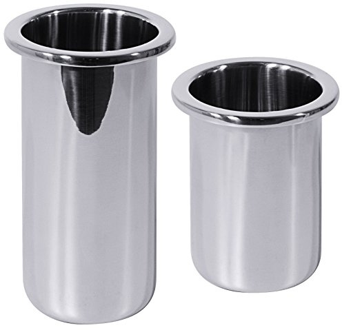 Besteckköcher aus Edelstahl 18/10, für Lochausschnitte von 70 mm, schwere Qualität/Ø außen: 7 cm, Ø oben: 8,5 cm | ERK (A1 - Höhe: 10 cm)