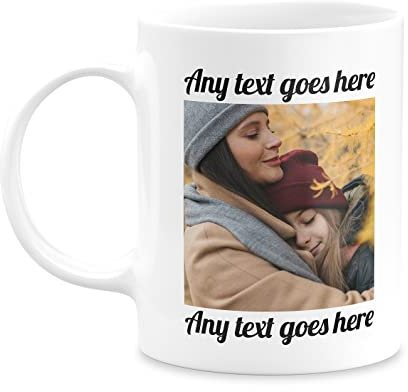 Hippowarehouse Personalised Mug Text Photo Printed Collage Design Logo Gift Cup 11oz Christmas Fathers Day Coffee Best Friend for her for Him Girlfriend Boyfriend Custom Company Business Funny