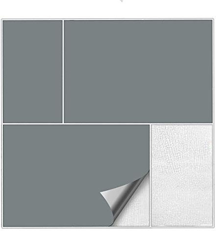 Kiwistar Fliesenaufkleber Grau 71 Seidenmatt - 30 x 60 cm - 50 Stück - Klebefliesen Fliesenmuster Stickerfliesen Wandfliesen überkleben
