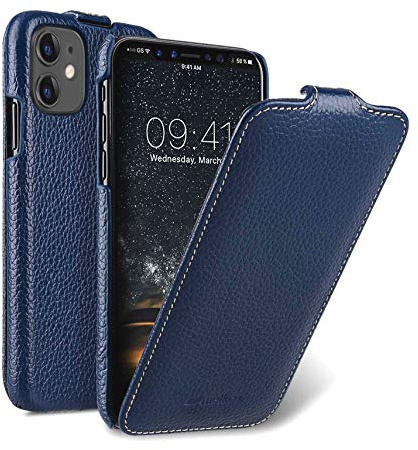 Hülle passend für Apple iPhone 11 (6,1 Zoll), Handyhülle mit beschichtetem Leder, Flip-Case, Schutzhülle klappbar, dünne Handy-Tasche, Slim Cover, Blau