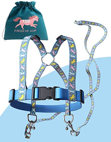 Jubi® Blau Pferdeleine Kinder - größenverstellbar für perfekten Sitz und Aufbewahrungsbeutel - Pferdegeschirr für Kinder/Pferdespielzeug…