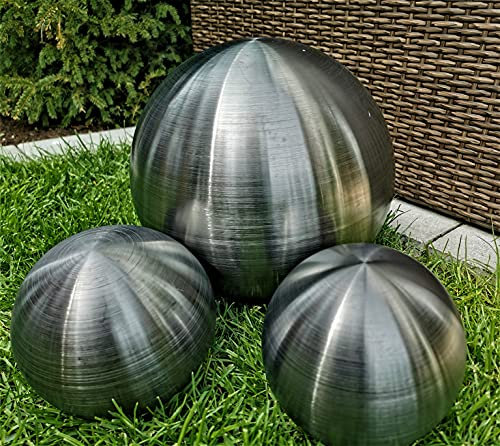 Jürgen Bocker Gartenambiente Dekokugel schwarz matt 3er Set 30-15-15 cm aus Edelstahl Kugel Dekorationskugel Gartenkugel