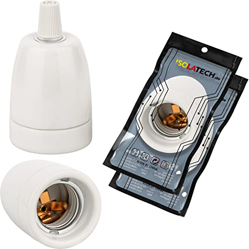 ISOLATECH 2pcs E27 portalampada in ceramica con scarico di tensione LED lampadine a risparmio energetico (max.250V/4A) lampadine domestica incasso soffitto cucina presa bagno resistente al calore