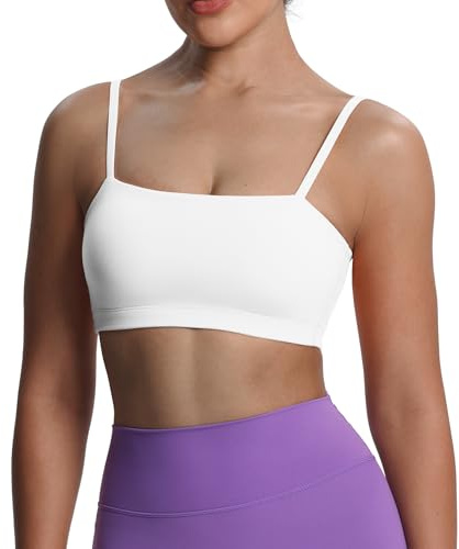 Aoxjox Dam träning bandeau sport behåar träning fitness löpning yoga crop tank top, A vit, M