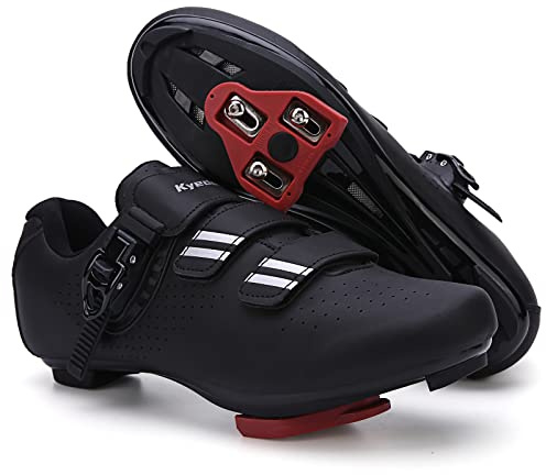 Mens Womens Cycling Shoes Compatible with Pelaton Bike Shoes Road Bike Riding Bicycle Pre-Installed with Delta Cleats Clip Indoor Outdoor Pedal Size 10 Black