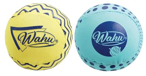 Wahu Super Grip 100% Waterproof Skimball Set, Pack of 2 Water Skipping Balls for Pool and Beach, Skips Over 150' on Water, Blue/Yellow