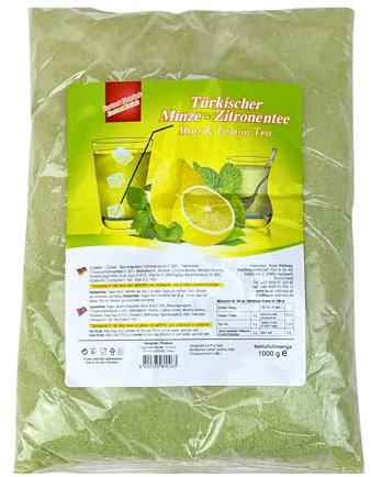 Lezzo, Türkischer Tee Pulver Minze Zitrone, 1000 g Instantgetränk Pulver im Beutel, löslicher Instanttee heiß oder kalt genießen