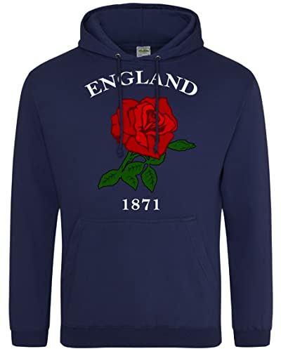 England 1871 Rugby-Kapuzenpullover, englische Geburtstagsgeschenke für englischen Rugby-Fan, rote Rose, Turnier-Outfit Geschenkidee, Nationen-Hoodie für Männer, Frauen und Kinder