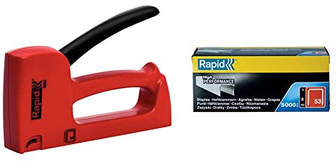 Rapid Handtacker R53 Set Inkl 5.000 Tackerklammern 53 8mm, Tacker für Holz und Stoffe, Leicht, Klein und Handlich, für Klammern Typ 53, 4-10mm