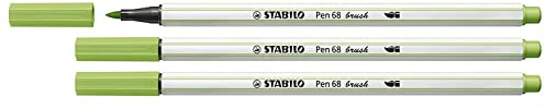 STABILO Pinselstifte Pen 68 Pinselstifte, Pistaziengrün, 3 Stück