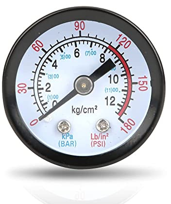 Luftkompressor Manometer, Druckmessgerät für Luftkompressor 180 PSI/12Bar, Druckluftdruckmessgerät Druckluft Manometer für Kompressor 42 mm Durchmesser für Schraubenkompressoren, Kolbenkompressoren