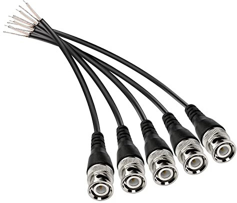 MEIRIYFA BNC Cavo Con Connettore Maschio Spina e Open End Wire per CCTV Terminale Adapter (5pcs Maschio)