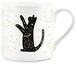 Purely Home Celestial Cat Star Constellation Mug - Bone China White Coffee/Tea Present Gift