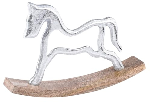 Dekoaufsteller Schaukelpferd Sving modern aus Holz und Aluminium 30 cm