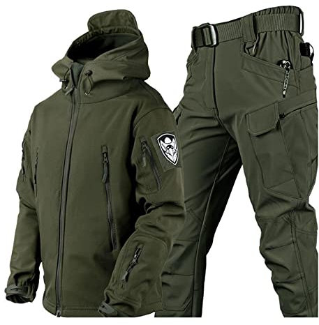 VBVARV Military Tactical Herren Kampfuniform Set Hemd Und Hose Sets Cp Camo Uniformen Army Airsoft Paintball Jagd,Military Green,M