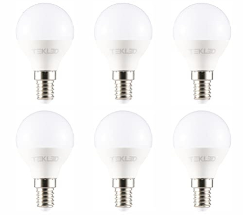 TEKLED® P45 Golf Ball DIMMABLE LED Bulbs | E14 Small Edison Screw | Energy Saving 6W Light Bulb 50W Incandescent Bulb Equivalent | 4000K 480LM | 6-Pack | Cool White