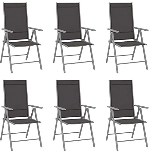 ZEYUAN Gartenstühle Klappbar 6 STK. Gartenmöbel, Balkonstühle, Hochlehner, Balkonmöbel, Bistrostuhl, Garten Stühle, Sit Möbel, Armlehnenstuhl, Textilene Schwarz