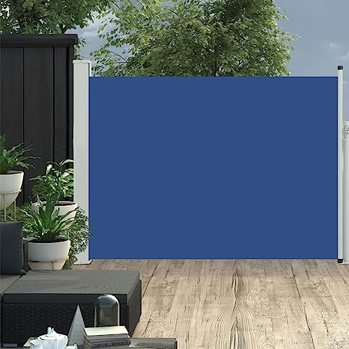 WIFESE Toldo Lateral retráctil de jardín Azul 100x500 cm Toldo Horizontal Exterior Toldos Laterales Exterior Toldos Cortavientos Separador Terraza Exterior Toldo para Patio Balcon Jardin