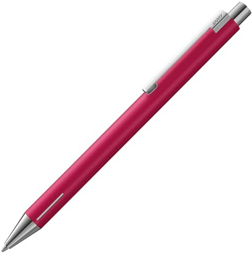 Lamy econ raspberry matt Kugelschreiber in Strichbreite M | Lamy Kugelschreiber mit Gehäuse aus Edelstahl, gebogenen Clip & innovativer Griffzone - inkl. Großraummine M 16 in schwarz