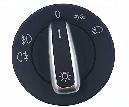 ZIxmix Car Headlight Switch Scheinwerfer-Nebelscheinwerferschalter 6RD941531 Chrom/Passend for Audi A4 8E B6 TT 8N Transporter T5 Headlight Switch