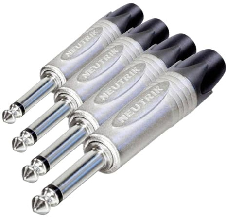 Neutrik NP2X Klinkenstecker, vernickelte Kontakte, Nickel-Gehäuse, 2 polig, 6.35 mm (Packung mit 4)
