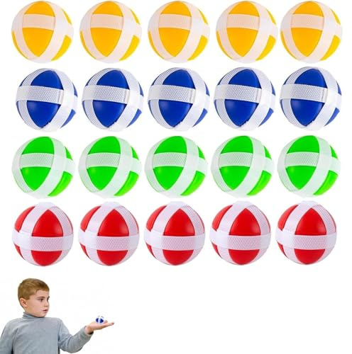 WPCSM 20 Pcs Sticky Ball Set in 4 Colors - Kids Indoor and Outdoor Birthday Gift, Darts Game Classic Accessories