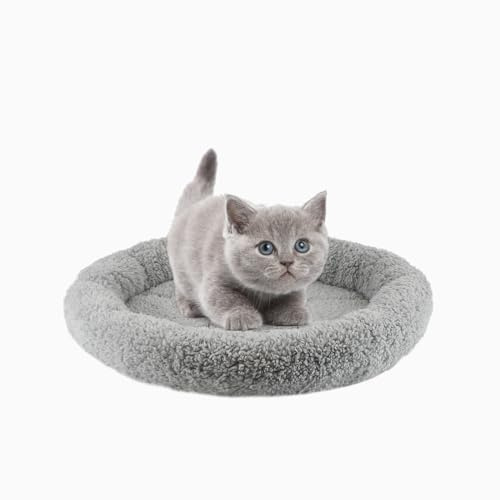 PETLESO Small Cat Bed Round Pet Bed for Cats Soft Cat Cushion for Small Cats (Diameter: 11.81”)