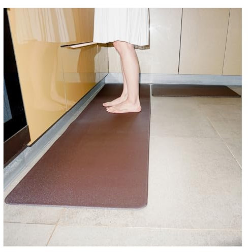 Küchenmatte, gepolstert, 0,31 Zoll, rutschfest, wasserdicht, ergonomisch, bequem, Stehmatte for Küche, Boden, Büro, Waschbecken, Wäscherei(Color:Brown,Size:45x75CM17.7x29.5in)