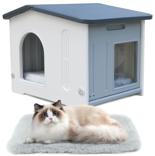 Caseta para gatos de interior de plástico salvaje - Casa al aire libre para gatos y cachorros - Gris
