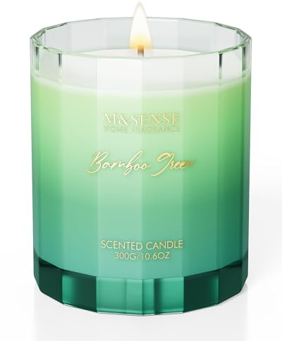 M&SENSE Duftkerzen im Glas Bambus Duftkerzen für Ihr Zuhause, grüne Kerzen Non Toxic，große duftende Kerze, Geschenk Kerze und Heimdekoration, Geschenke für Frauen，300g 60 Stunden Brenndauer
