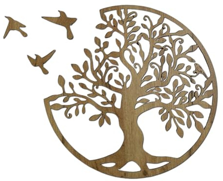 SENTOP HDF0504 Baum des Lebens, Geschnitztes Bild an der Wand aus Holzmaterial für den Innenraum, HolzKunst Dekor (Goldeiche, 40 cm)