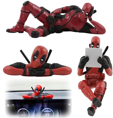 3 Piezas Deadpool y Lobezno Deadpool Figura Figura Deadpool Decoracion Coche Muñeco Deadpool Ornamento Colgante de Deadpool Oscilante para el Salpicadero del Coche Decoración