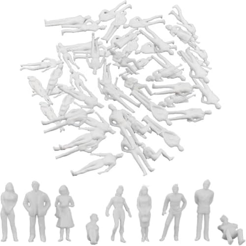 TMRBBesty 100 PCS Modell Figuren Weiß,Miniatur Figuren für Modellbau Maßstab 1:100 Weiß Unbemalt,Personnage Miniature,Verschiedene Posen Miniaturleute,Für DIY Sandtische und Miniaturszenen