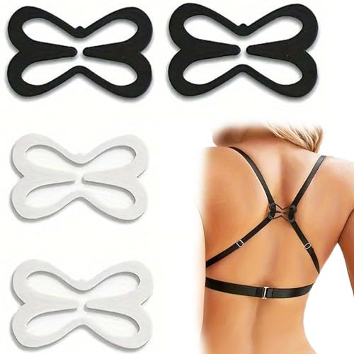 XINCHENG 4Pcs Bra Strap Clips, Bra Clips for Racer Back, Bra Clips to Hide Straps, Cross Back Clips Buckles Conceal Straps Clips for Bikini, Activewear, Shirts, Sports Bras