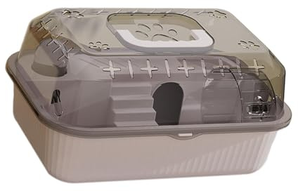 Folpus Estuche de Transporte para hámster, Jaula de Viaje Transparente para casa de hámster, ventilación, contenedor pequeño para Mascotas, Jaula de, Gris