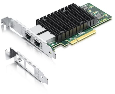 Alwong Tarjeta de Red PCI-E de 10 GB Nic,Dos Puertos RJ45 de Cobre,comparable Intel X540-T2,Intel X540-BT2,PCIe X8,Adaptador LAN Ethernet 10Gbase-T.Compatible Windows Server/Windows/Linux/VMware ESX.