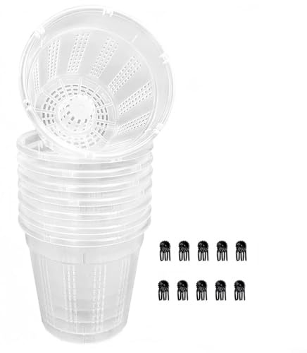 Puupaa Juego de macetas transparentes para orquídeas de 8 a 4.5 pulgadas con agujeros para uso en interiores y exteriores, macetas transparentes para orquídeas