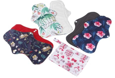 COLLBATH 6stücke Teiliges Wiederverwendbare Bambuskohle Menstruationsbinden Mit Wasserdichtem Außenmaterial Super Saugfähigem Bambusfaserkern Längeres Breiteres Design Mit Flügeln Geeignet