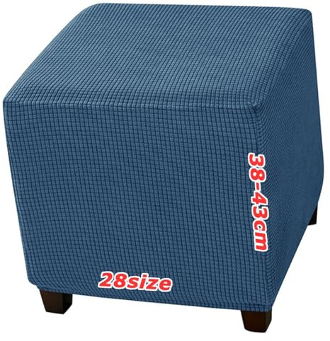 ILiemao Hockerbezug Ottomane Abdeckung Bezug Quadratisch Ottomanenbezug, Samt Jacquard Bezug, Elastischer Boden Waschbar, Maßgeschneiderte Hockerabdeckung für Fußhocker(1987,40 x 40 cm 16 x 16 inch)