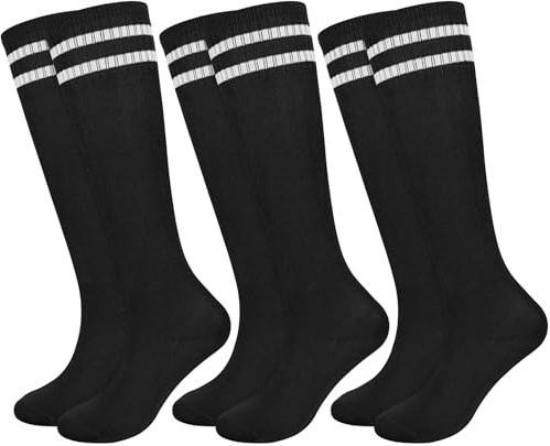 KOOOGEAR 3 Pairs Kids Football Socks Breathable Soccer Socks Boy Youth Junior Long Sports Trainer Sock for Hockey Football Rugby 5-12 Years (UK, Age, 9 Years, 12 Years, Regular, Black/Black/Black)