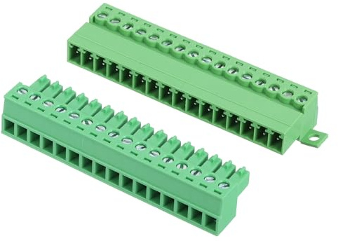 sourcing map Connettore a morsettiera a vite a 16 pin, passo 3,81 mm, maschio e femmina, terminale a vite per montaggio su PCB 300 V 8 A, connettore verde per progetti elettronici domestici