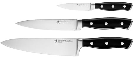 HENCKELS Accent Messerset 3-tlg, Spick-, Fleisch- und Kochmesser | Schwarz mit Nieten