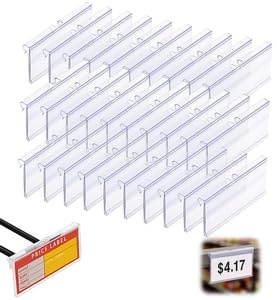 50 PCS Porte Étiquettes (6 x 4,2 cm) en Plastique, Support d'Affichage de Prix, Supports d'Étiquettes pour Etagères Magasin Boulangerie Supermarché Plastique Affichage Prix Présentoir Détail