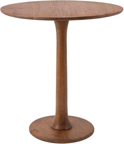 CLP Beistelltisch rund Morristown, handgefertigter Holztisch aus Mindi-Holz, massiver Couchtisch für Wohnzimmer und Esszimmer, Farbe:braun