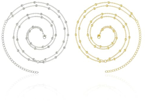 2 st maghalsband för kvinnor, maghalsband i guld, silver, bohemiska midjekedjor, justerbar magkedja, g guldsmycken, sexig midjekedja för kvinnor och flickor, present