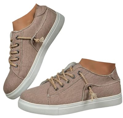 Xbemkste fritidsskor dam sneakers vintage halvskor bekväma platta skor promenadskor lätta sommarskor lediga snörskor dam sportskor, ROSA, 36 EU